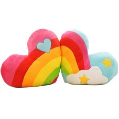 Cotton Rainbow Heart Clouds Couple Pillow Cushion Sofa Office Bed Decor